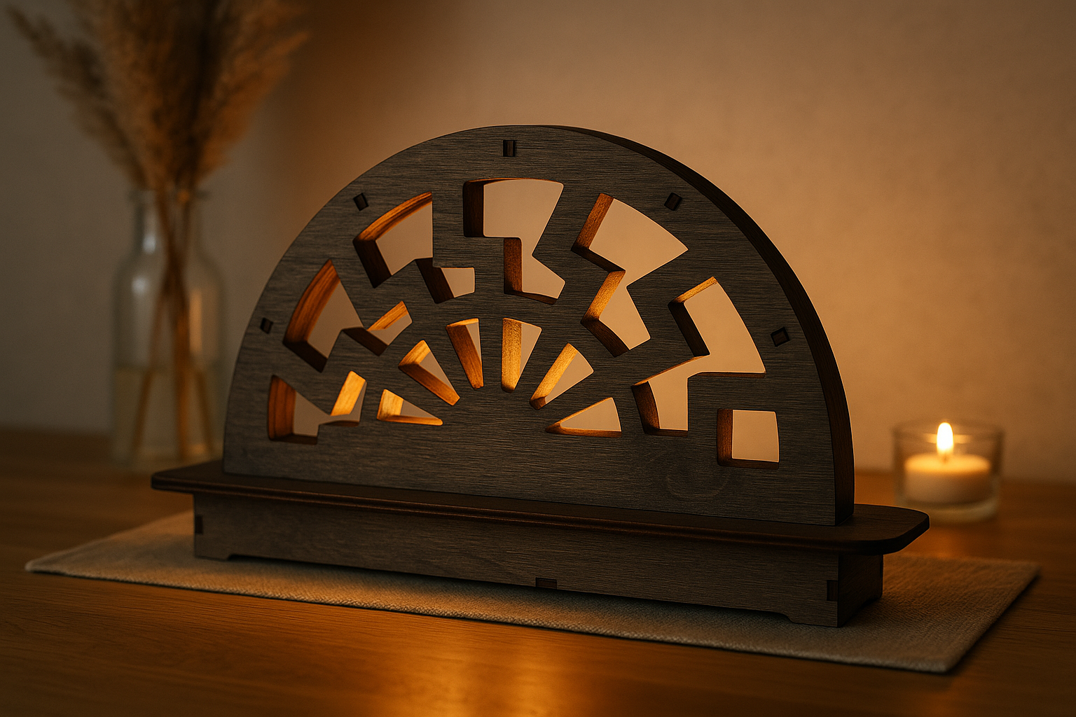 Holz-Lichtbogen „Sonnenform“ – zeitlose Wärme für dein Zuhause